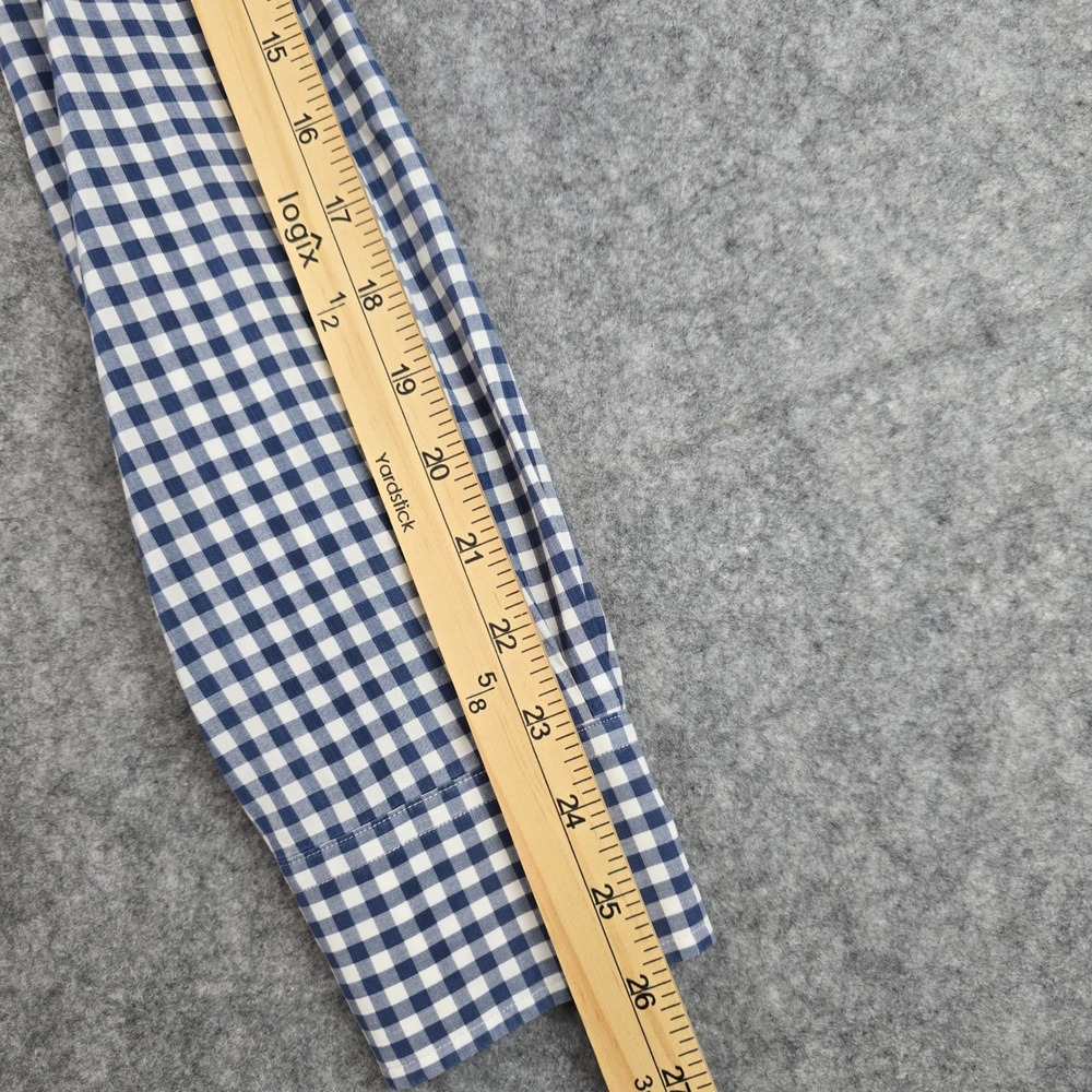 Polo Ralph Lauren Men Gingham Shirt Navy Blue White Custom Fit 15.5 34/35 Cotton - Picture 5 of 9